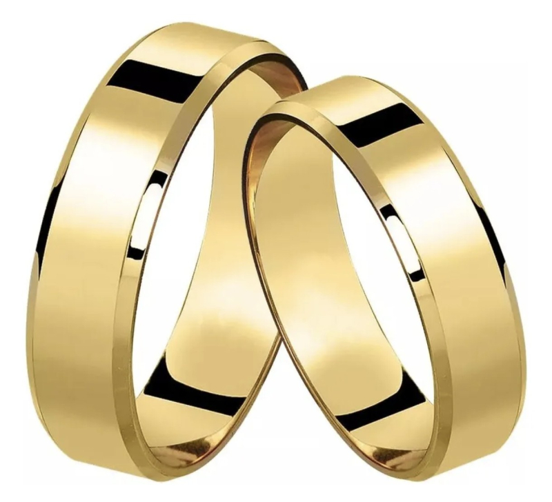 Aliança em Ouro 18K Quadrada Quina Italiana 8mm